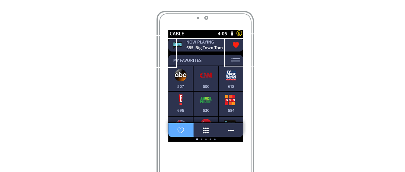 Crestron graphic showing remote interface